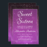 Purple Sparkle Sky Sweet 16 Aniversário Convite<br><div class="desc">Violet Purple Sweet Sessenta,  Starry Night Sparkle Convite de festas Roxo de Ombre com Corte de Folha Prateada. Este convite é perfeito para a Festa de aniversário Sparkle Girly Sweet 16 que está a tentar celebrar em Purple.</div>