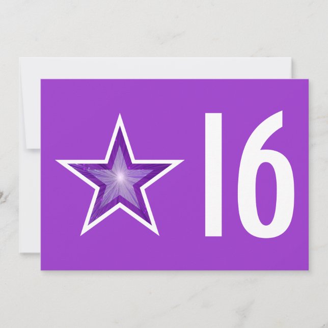 Purple Star '16' convite de aniversário (Frente)