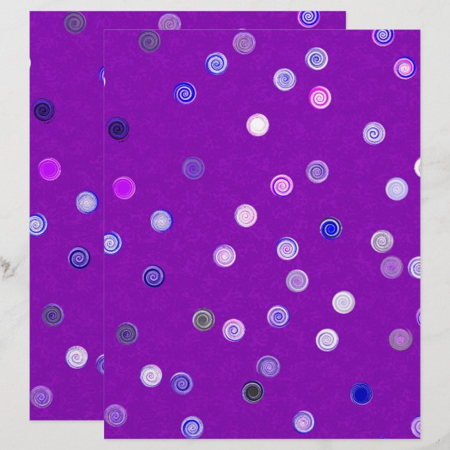 Purple Twisty Polka Dot Spiral 2-Sided Scrap Paper (Frente/Verso)