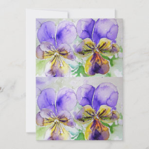 Purple Viola pansy Watercolor Convite para Anivers