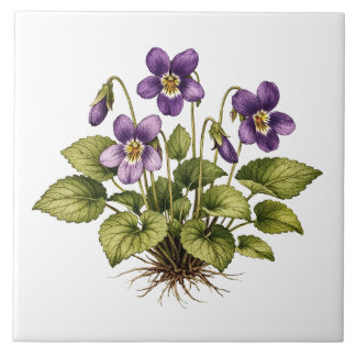 Purple Violet Vintage Style Botanical 
