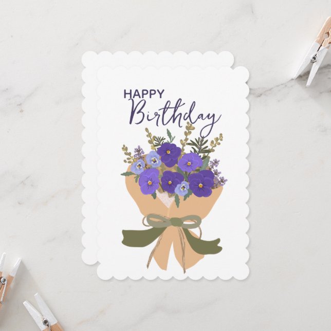 Purple Violets February Birth Flower Bouquet  (Frente/Verso In Situ)