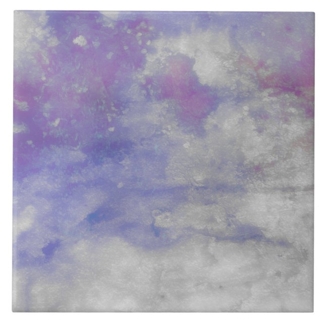 Purple Watercolor Square Art Tile  (Frente)