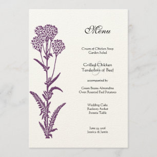 Purple Wildflower Country Chic Weding Menu