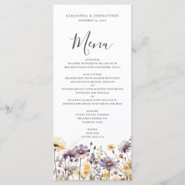 Purple Wildflower Floral Wedding Menu Flat