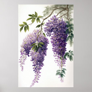 Purple Wisteria Flowers Art Impressão Poster