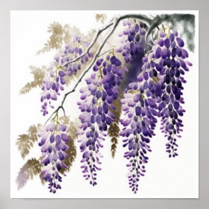 Purple Wisteria Flowers Art Impressão Poster