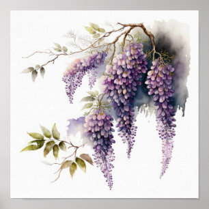 Purple Wisteria Flowers Art Impressão Poster