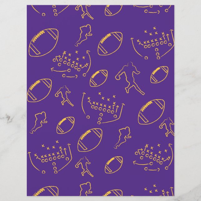 Purple & Yellow Football Play Team Color Paper (Frente)