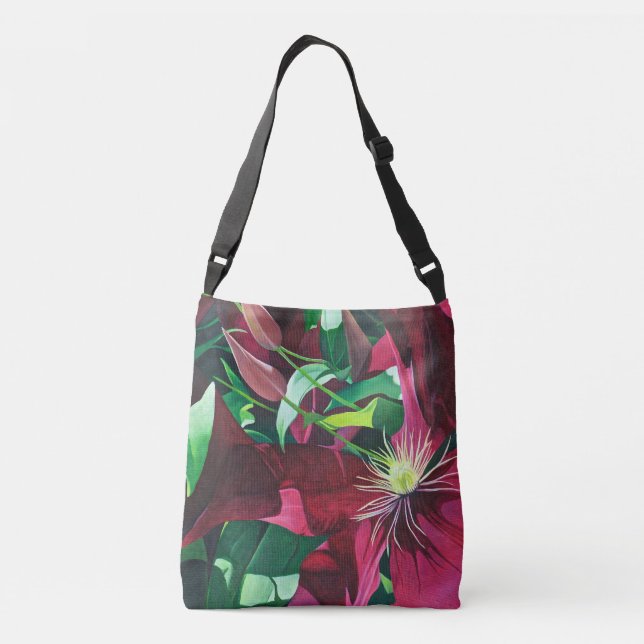 Púrpura Clematis Floral Tote (Verso)