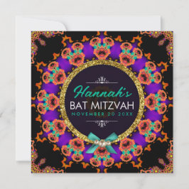 Púrpura Cor - de - laranja Bat Mitzvah Convite