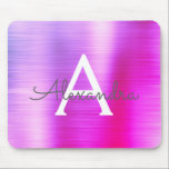 Púrpura Cor-de-rosa Monograma Nome Mousepad<br><div class="desc">Faux rosa e púrpura escovados de metal Monograma Nome Monograma Mousepad. Este Mousepad pode ser personalizado para incluir seu primeiro nome.</div>