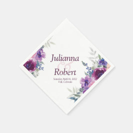 Púrpura de água e guardanapos florais maduros