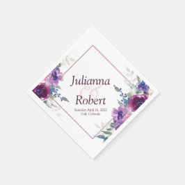 Púrpura de água e guardanapos florais maduros