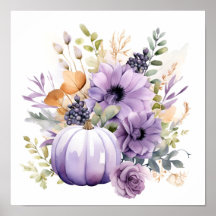 Púrpura de aquarela, poster de abóbora de Hallowee