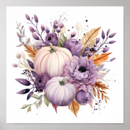 Púrpura de aquarela, poster de abóbora de Hallowee