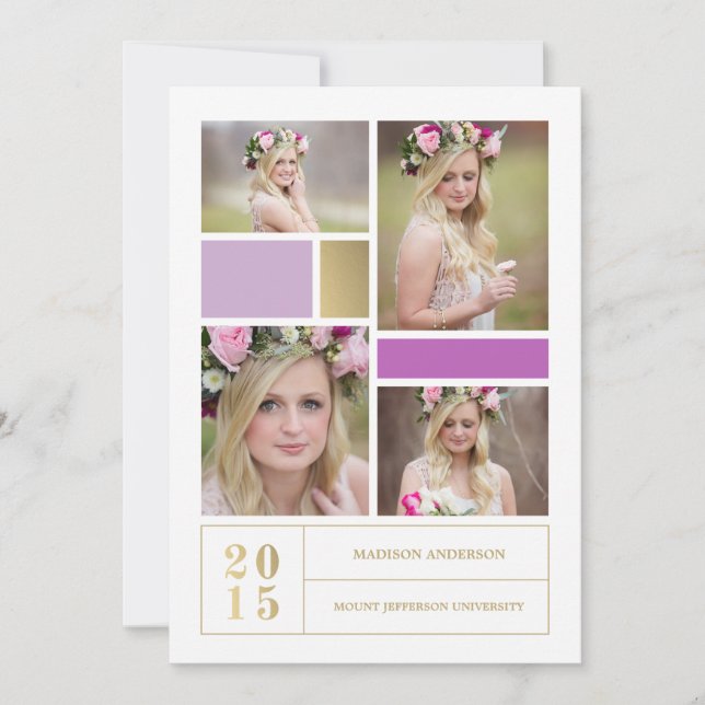 Púrpura do bloco de cores  | Convite à graduação (Frente)