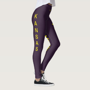 Púrpura do Kansas State Flower Sunflower Leggings