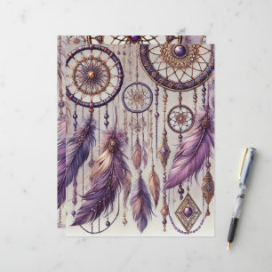 Púrpura e Dourada Boho Dreamcatcher Patterno Scrap