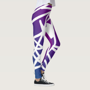 Púrpura E Leggings Brancas De Abstrato de Minimal