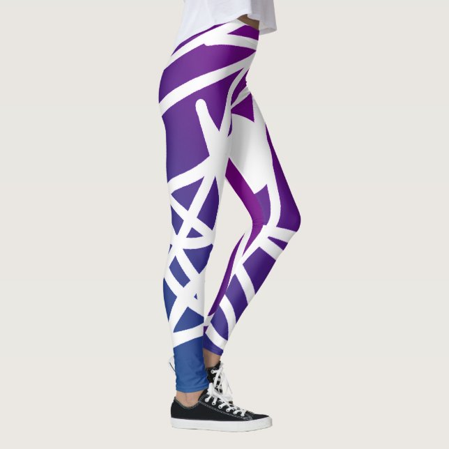 Púrpura E Leggings Brancas De Abstrato de Minimali (Direita)