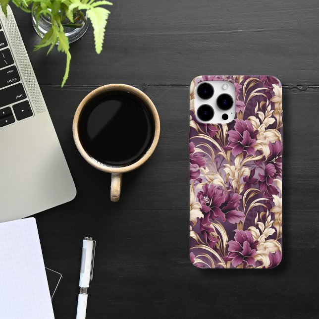 Púrpura Elegante e Orquídea Dourada Floral (ELEGANT GOLDEN FLORAL ORCHIDS PHONE CASE)