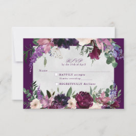 Púrpura Floral Casamento Rsvp Inserção