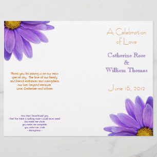 Púrpura Gerbera Daisy Elegant Wedding Program