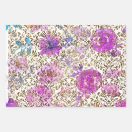 Púrpura Lace floral de ouro rosa