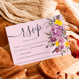 Púrpura púrpura do casamento floral rsvp monograma