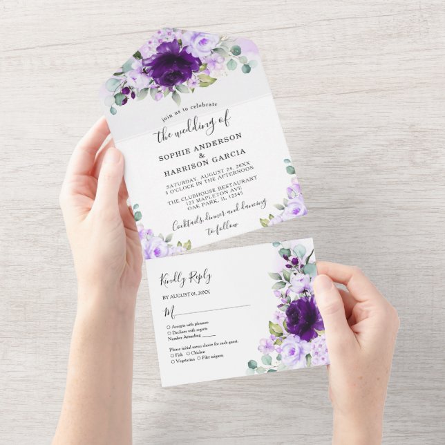 Púrpura Rosa Lilac Flores Rústicas Casamento Rústi (Tearaway)