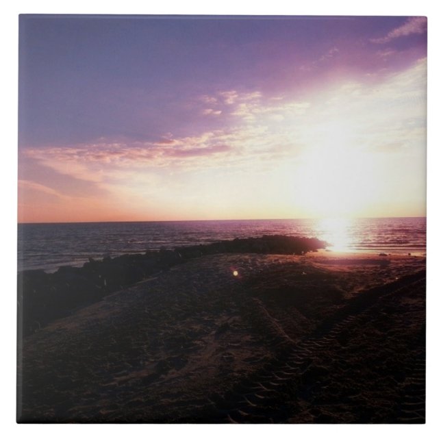 Púrpura Rosa Púrpura Sunset sobre Água Foto da Cos (Frente)