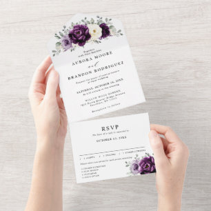 Púrpura Roxo Pera Marinha Branca Casamento Floral