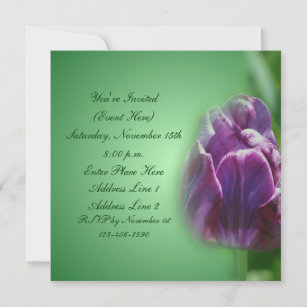 Púrpura Tulip Floral Square Convite