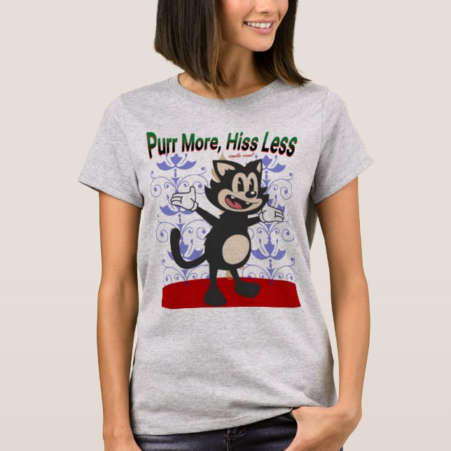 Purr More, Sua Camiseta Menos T - Gato Bonito Pass (Frente)