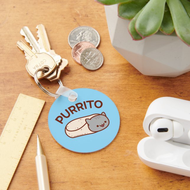 PURRITO Chaveiro - Burrito Gato Engraçado por Jubb (Mesa)
