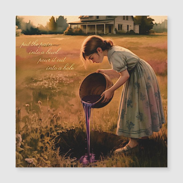 "Put the Pain into a Bowl" Square Magnet healing (Frente)