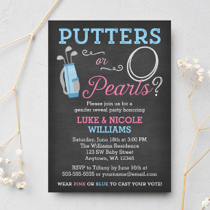 Putters ou Pearls Gênero Revelar Convite de festas