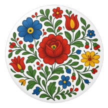 Puxador Cerâmico Floral Folclórico Húngaro Kalocsa