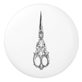 Puxar Cerâmica - Tema de costura por safra, tesour