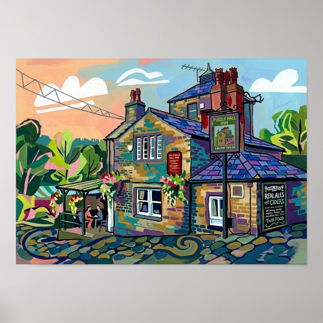 Puzzle Hall Inn, Sowerby Bridge Impressão de Arte (Frente)