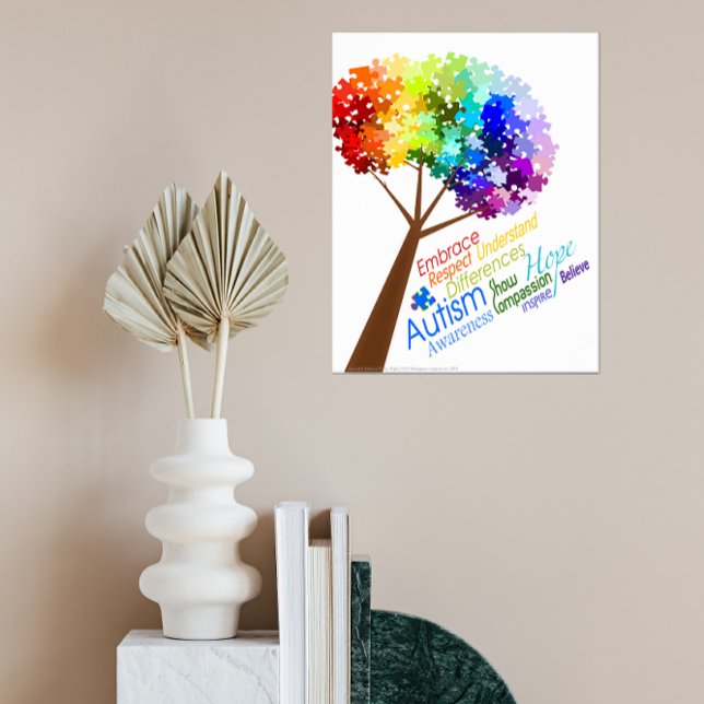 Puzzle Tree with Word Art Autism Awareness Poster (Criador carregado)