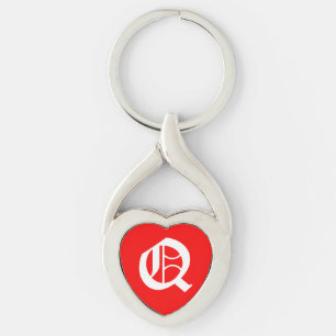 "Q" Chaveiro de Coração Vermelho