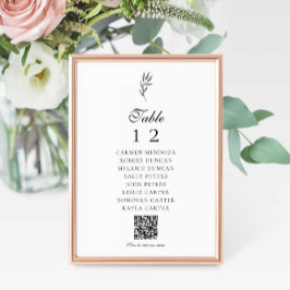 QR Code Menu Minimal Elegant Seating Chart Wedding