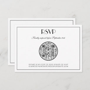 QR Code Modern Elegant Art Deco Weding RSVP Card