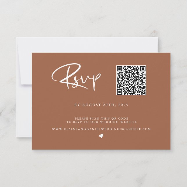 QR Code Terra Cotta Photo RSVP Card (Frente)