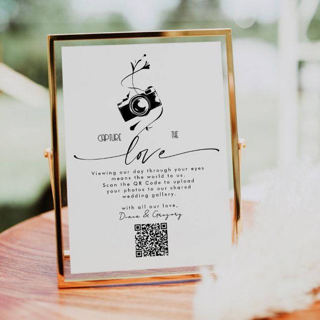 QR Code Upload Capture the Love Wedding Table Sign (Criador carregado)