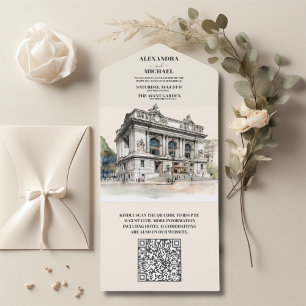 QR Code Watercolor New York Destino Casamento