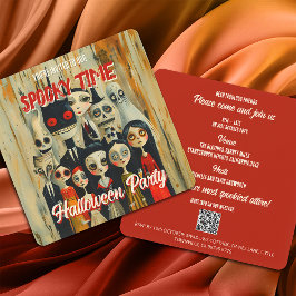 QR Código Spooky Horário de Halloween Convite