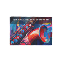 QR Jazz Music Saxofone Entrada Rug Bem-vindo